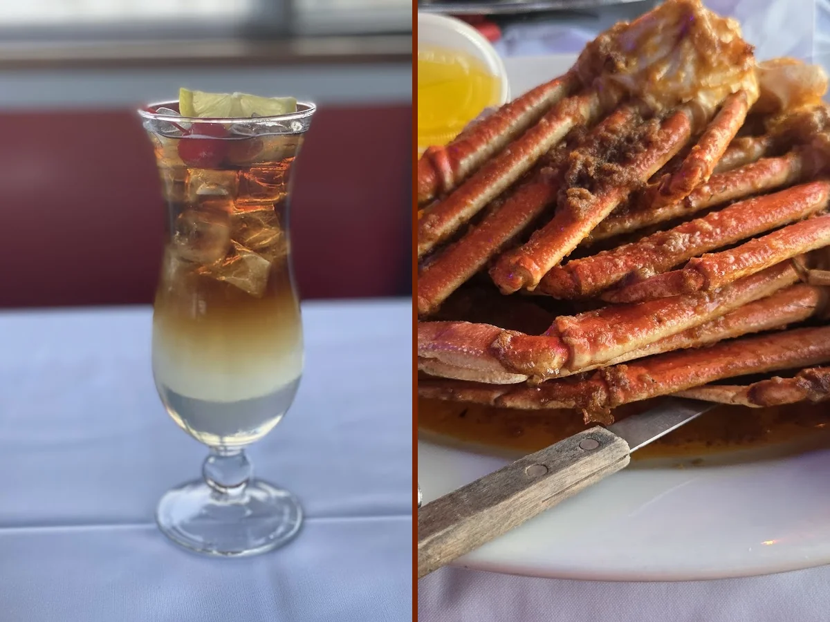 Seafood plates on a casual dining table.